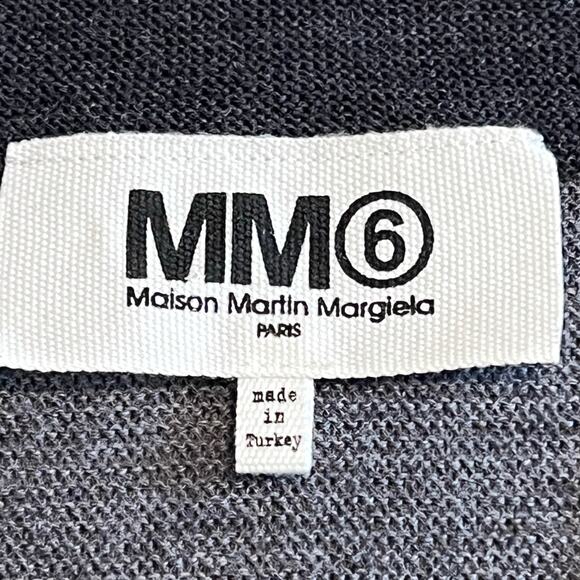MM6 Maison Martin Margiela Wool V-Neck Knit Cardigan Button Front Sweater Gray - Picture 8 of 10